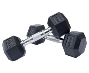 DKN gummierte HEX-Hantel Paar (je 4kg)